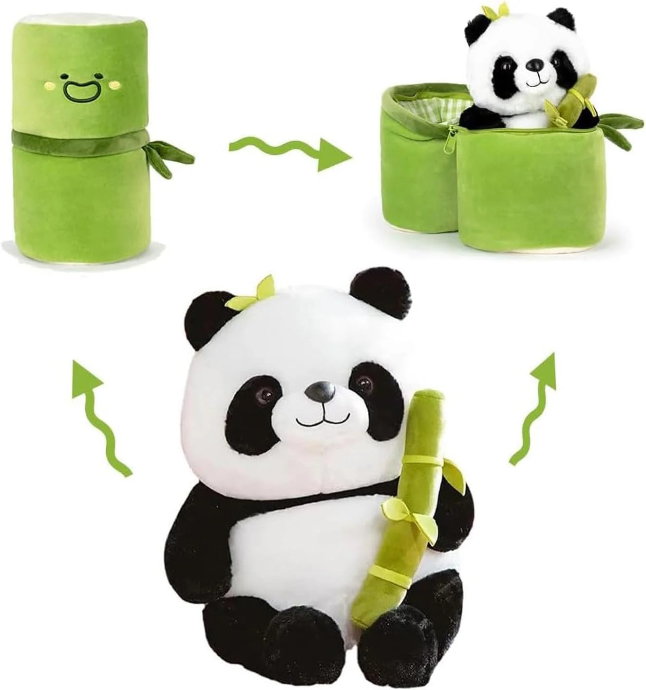Panda en Peluche avec Tube Vert