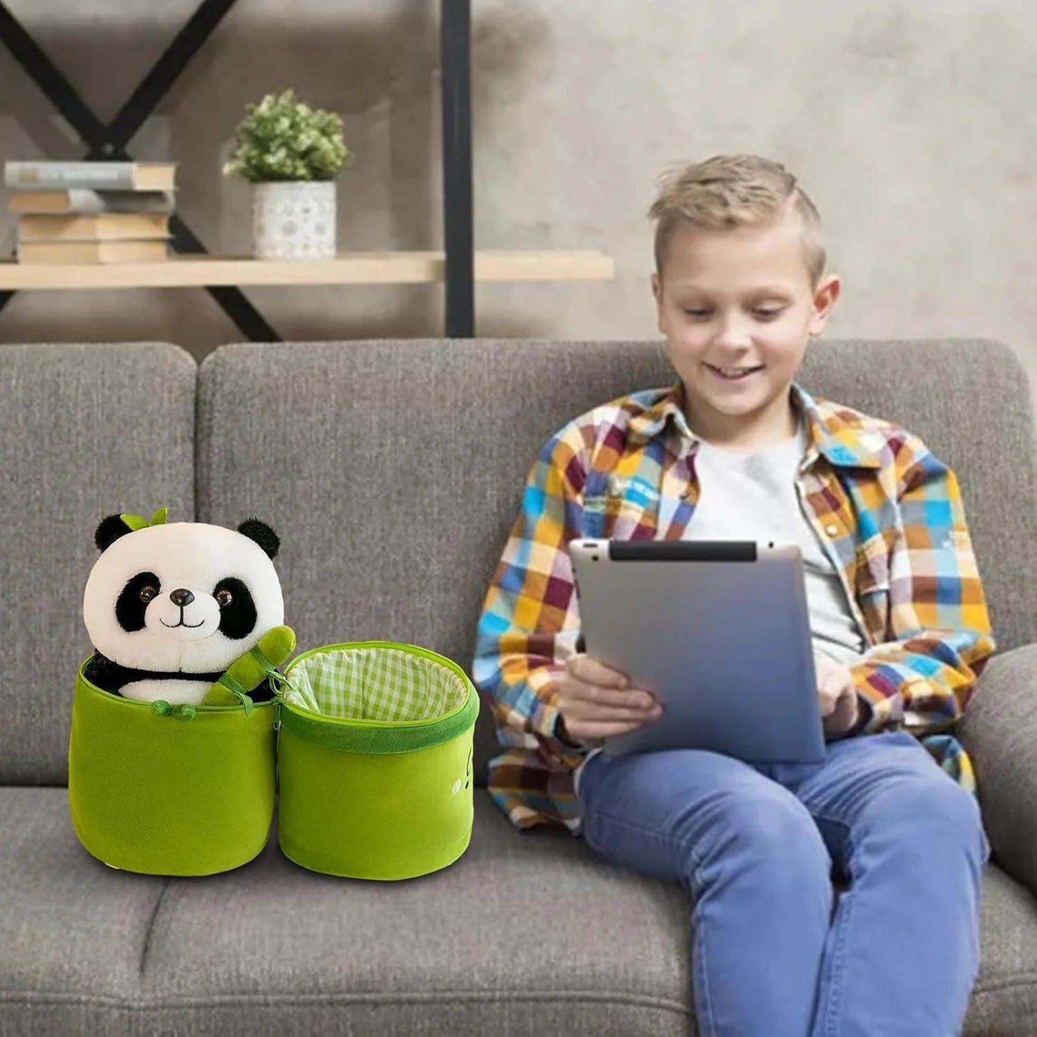 Panda en Peluche avec Tube Vert